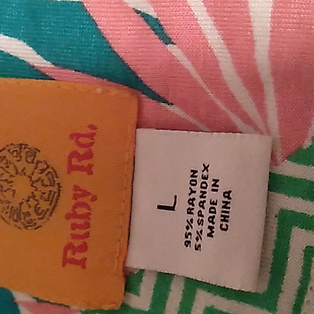 Ruby Rd. Green Multi Color Top Large - Picture 5 of 7